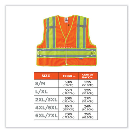 GloWear 8245PSV Class 2 Public Safety Vest, Polyester, 4X-Large/5X-Large, Orange