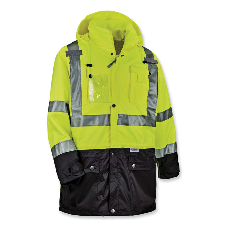 GloWear 8386 Class 3 Hi-Vis Outer Shell Jacket, Polyester, Small, Lime
