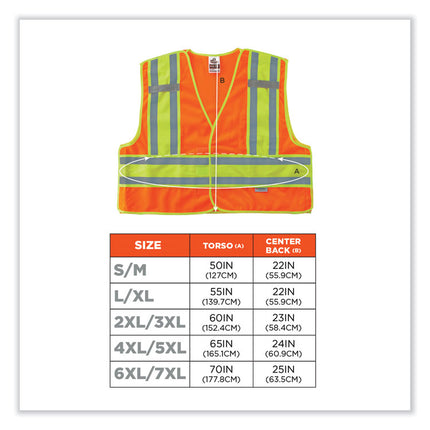 GloWear 8245PSV Class 2 Public Safety Vest, Polyester, Large/X-Large, Orange