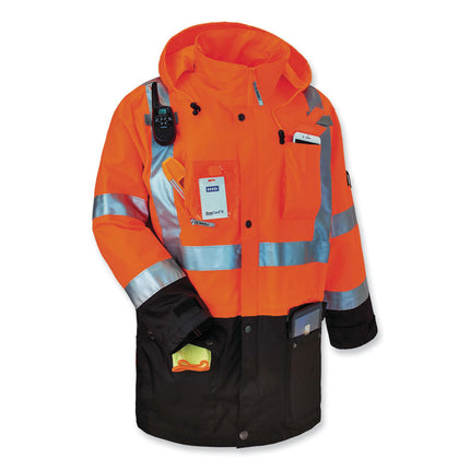 GloWear 8386 Class 3 Hi-Vis Outer Shell Jacket, Polyester, Small, Orange