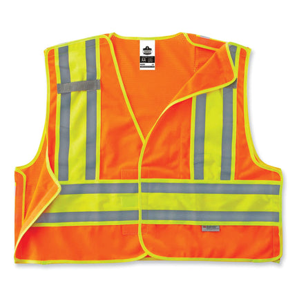 GloWear 8245PSV Class 2 Public Safety Vest, Polyester, Small/Medium, Orange