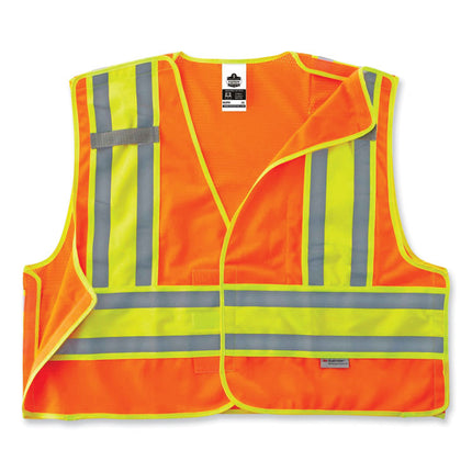 GloWear 8245PSV Class 2 Public Safety Vest, Polyester, 4X-Large/5X-Large, Orange