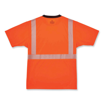 GloWear 8280BK Class 2 Performance T-Shirt with Black Bottom, Polyester, Large, Orange