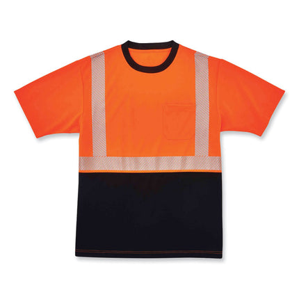 GloWear 8280BK Class 2 Performance T-Shirt with Black Bottom, Polyester, Small, Orange