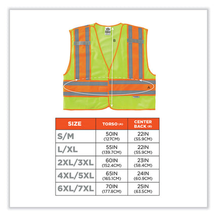 GloWear 8245PSV Class 2 Public Safety Vest, Polyester, 2X-Large/3X-Large, Lime