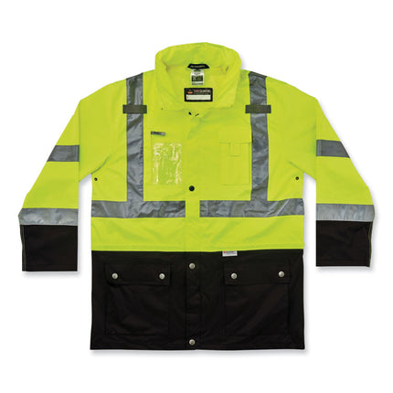 GloWear 8386 Class 3 Hi-Vis Outer Shell Jacket, Polyester, Small, Lime