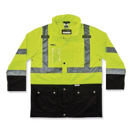 GloWear 8386 Class 3 Hi-Vis Outer Shell Jacket, Polyester, Large, Lime