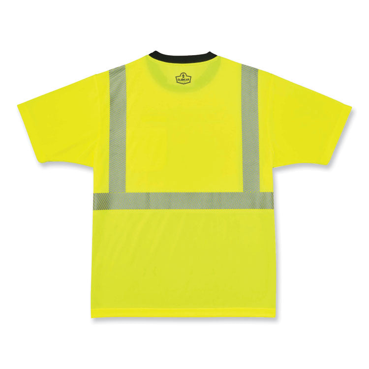 GloWear 8280BK Class 2 Performance T-Shirt with Black Bottom, Polyester, X-Large, Lime