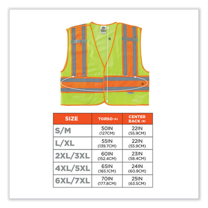 GloWear 8245PSV Class 2 Public Safety Vest, Polyester, Small/Medium, Lime