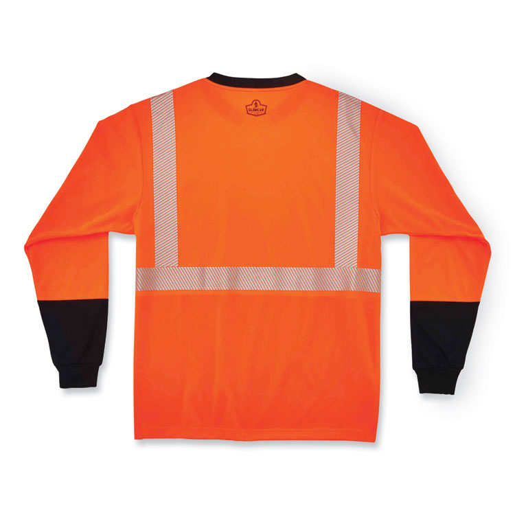 GloWear 8281BK Class 2 Long Sleeve Shirt with Black Bottom, Polyester, X-Large, Orange