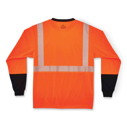 GloWear 8281BK Class 2 Long Sleeve Shirt with Black Bottom, Polyester, 4X-Large, Orange
