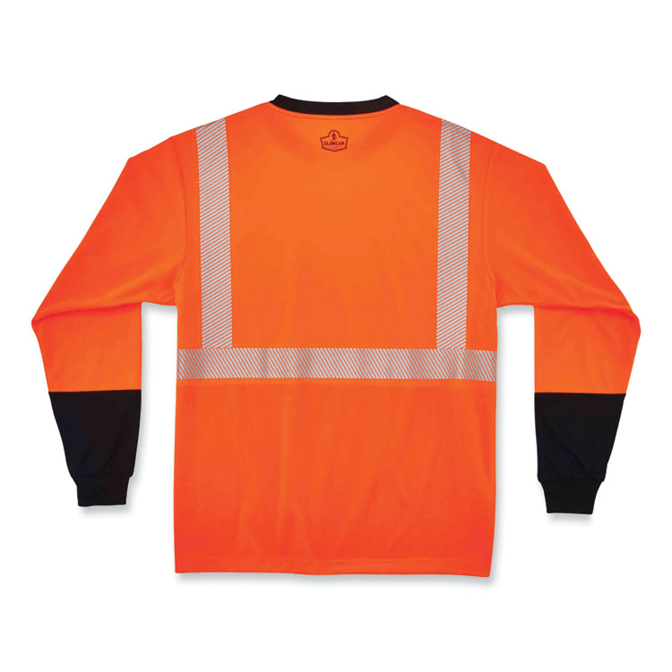 GloWear 8281BK Class 2 Long Sleeve Shirt with Black Bottom, Polyester, 5X-Large, Orange