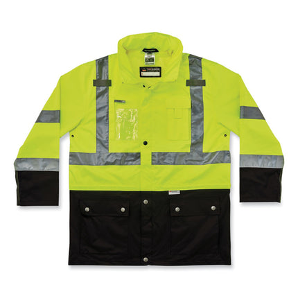 GloWear 8386 Class 3 Hi-Vis Outer Shell Jacket, Polyester, 4X-Large, Lime