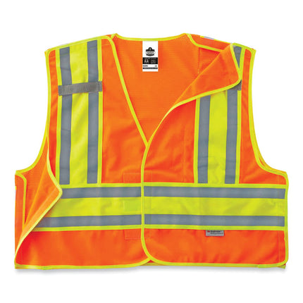 GloWear 8245PSV Class 2 Public Safety Vest, Polyester, 6X-Large/7X-Large, Orange