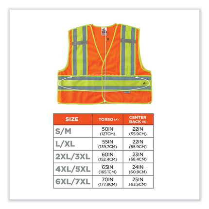 GloWear 8245PSV Class 2 Public Safety Vest, Polyester, 2X-Large/3X-Large, Orange