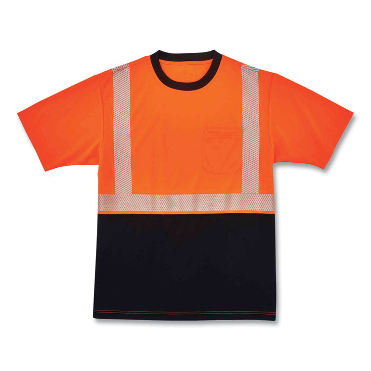 GloWear 8280BK Class 2 Performance T-Shirt with Black Bottom, Polyester, 3X-Large, Orange