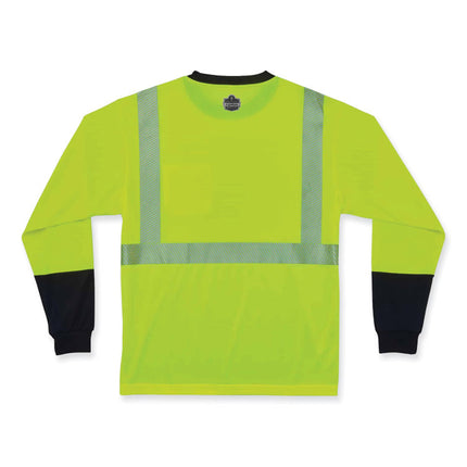GloWear 8281BK Class 2 Long Sleeve Shirt with Black Bottom, Polyester, Large, Lime