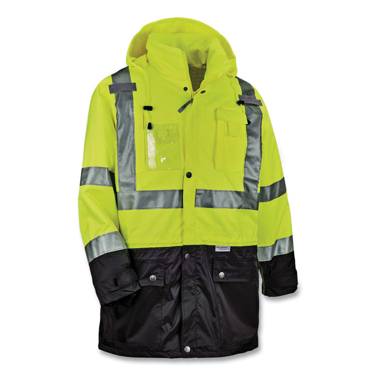GloWear 8386 Class 3 Hi-Vis Outer Shell Jacket, Polyester, 2X-Large, Lime