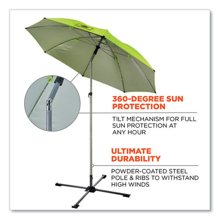 Shax 6199 Lightweight Work Umbrella Stand Kit, 7.5 ft dia x 92" Tall, Polyester/Steel, Lime