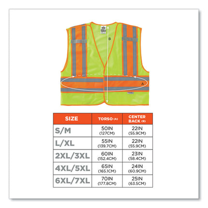 GloWear 8245PSV Class 2 Public Safety Vest, Polyester, 4X-Large/5X-Large, Lime