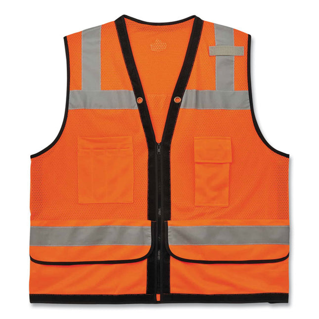GloWear 8253HDZ Class 2 Heavy-Duty Mesh Surveyors Vest, Polyester, 2X-Large/3X-Large, Orange