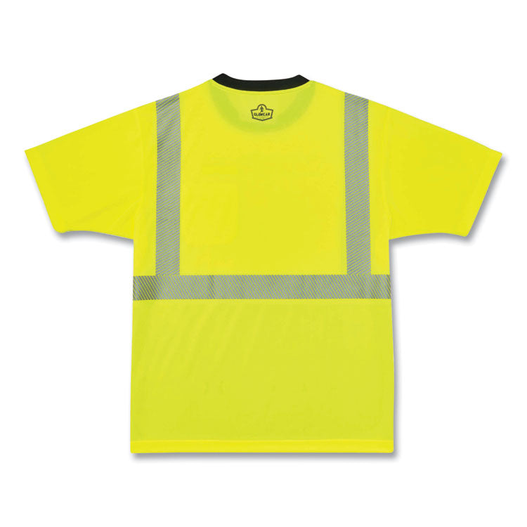 GloWear 8280BK Class 2 Performance T-Shirt with Black Bottom, Polyester, 5X-Large, Lime