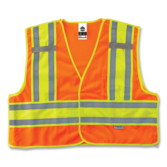 GloWear 8245PSV Class 2 Public Safety Vest, Polyester, 4X-Large/5X-Large, Orange