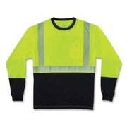GloWear 8281BK Class 2 Long Sleeve Shirt with Black Bottom, Polyester, Large, Lime