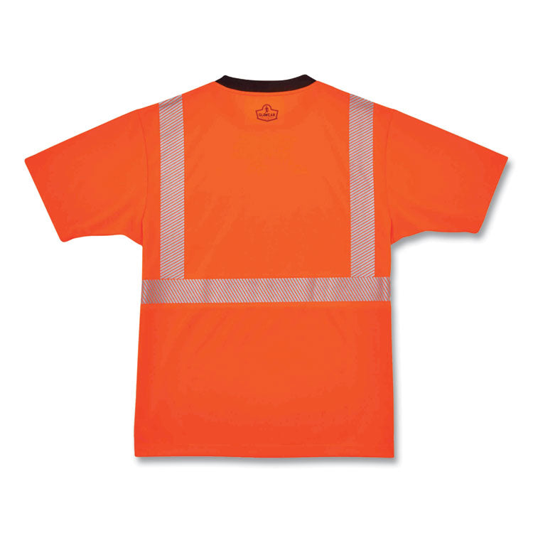 GloWear 8280BK Class 2 Performance T-Shirt with Black Bottom, Polyester, 5X-Large, Orange