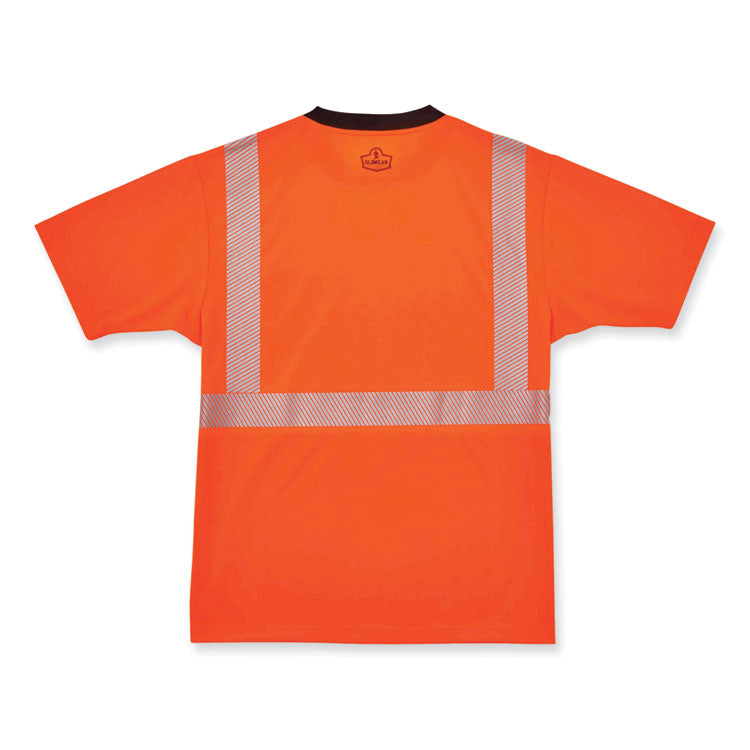 GloWear 8280BK Class 2 Performance T-Shirt with Black Bottom, Polyester, Medium, Orange