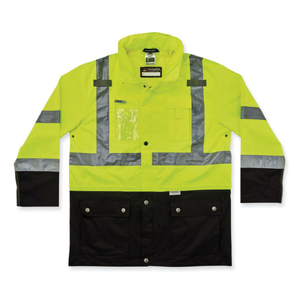 GloWear 8386 Class 3 Hi-Vis Outer Shell Jacket, Polyester, 3X-Large, Lime