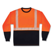 GloWear 8281BK Class 2 Long Sleeve Shirt with Black Bottom, Polyester, Large, Orange
