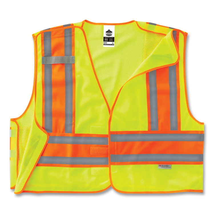 GloWear 8245PSV Class 2 Public Safety Vest, Polyester, 2X-Large/3X-Large, Lime