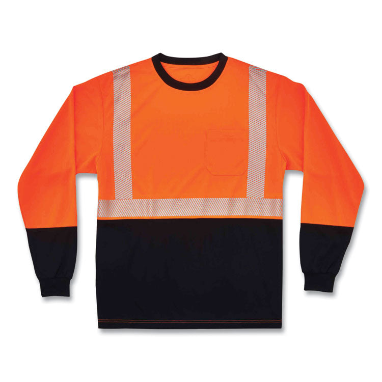 GloWear 8281BK Class 2 Long Sleeve Shirt with Black Bottom, Polyester, 5X-Large, Orange
