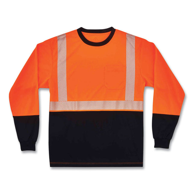 GloWear 8281BK Class 2 Long Sleeve Shirt with Black Bottom, Polyester, 4X-Large, Orange