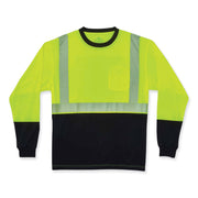 GloWear 8281BK Class 2 Long Sleeve Shirt with Black Bottom, Polyester, Small, Lime
