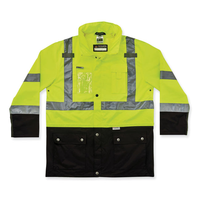 GloWear 8386 Class 3 Hi-Vis Outer Shell Jacket, Polyester, X-Large, Lime