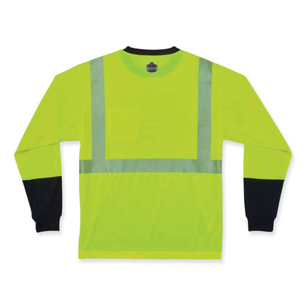 GloWear 8281BK Class 2 Long Sleeve Shirt with Black Bottom, Polyester, 3X-Large, Lime