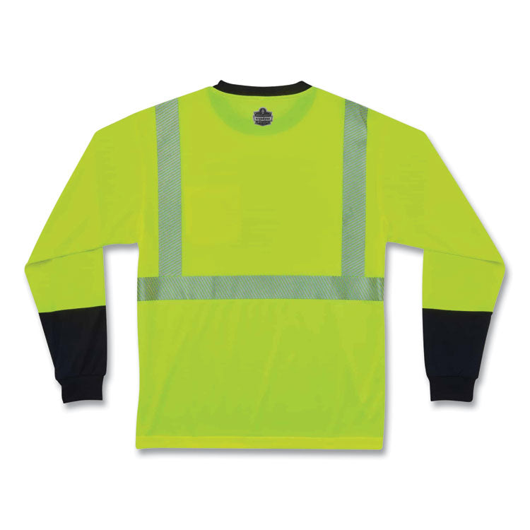 GloWear 8281BK Class 2 Long Sleeve Shirt with Black Bottom, Polyester, 5X-Large, Lime