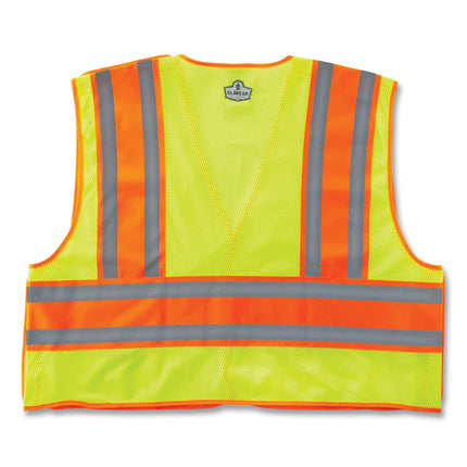 GloWear 8245PSV Class 2 Public Safety Vest, Polyester, 4X-Large/5X-Large, Lime