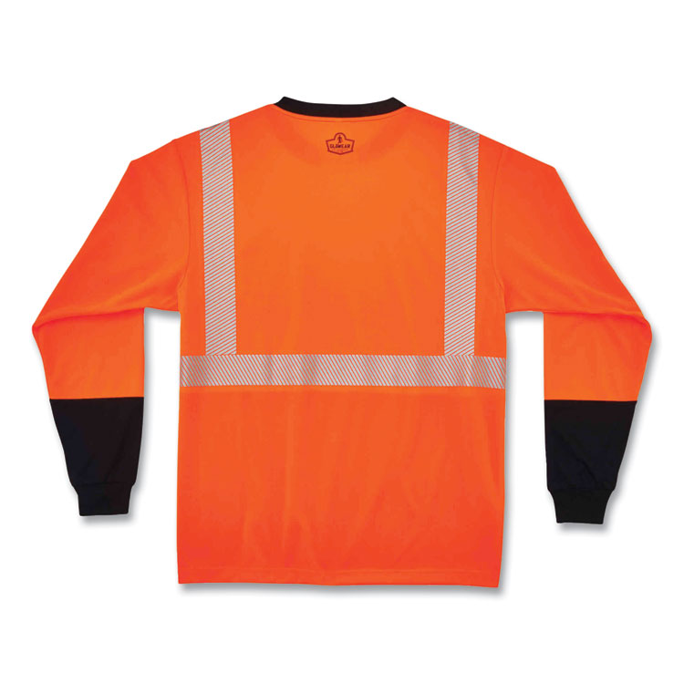 GloWear 8281BK Class 2 Long Sleeve Shirt with Black Bottom, Polyester, 2X-Large, Orange