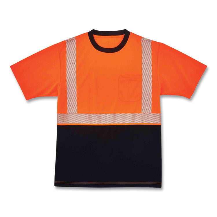 GloWear 8280BK Class 2 Performance T-Shirt with Black Bottom, Polyester, 5X-Large, Orange