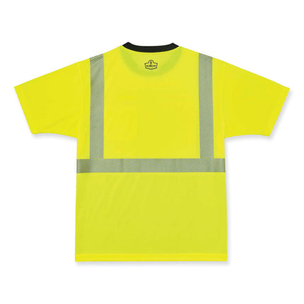 GloWear 8280BK Class 2 Performance T-Shirt with Black Bottom, Polyester, Large, Lime