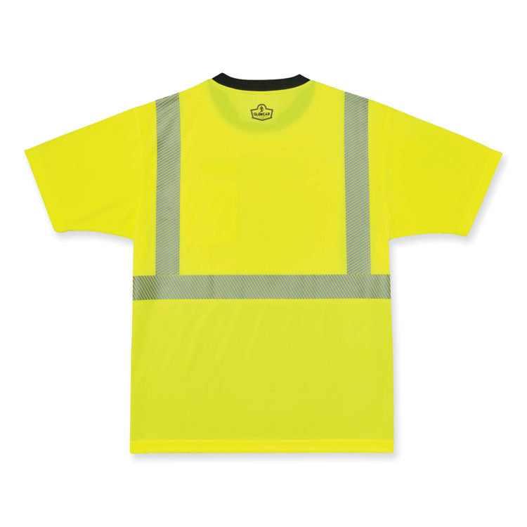 GloWear 8280BK Class 2 Performance T-Shirt with Black Bottom, Polyester, Large, Lime