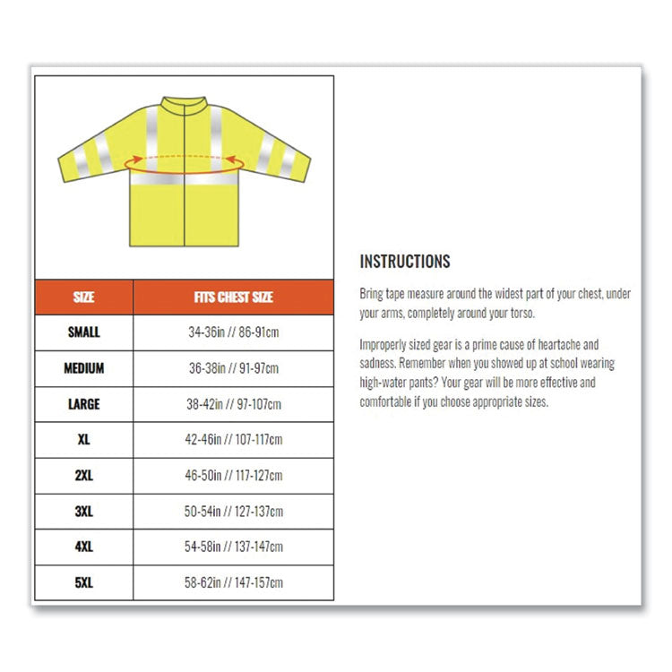 GloWear 8386 Class 3 Hi-Vis Outer Shell Jacket, Polyester, Large, Lime