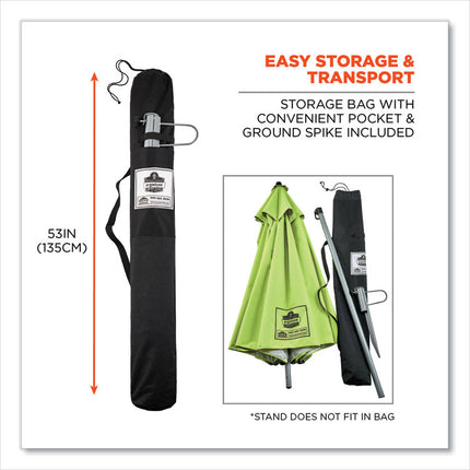 Shax 6199 Lightweight Work Umbrella Stand Kit, 7.5 ft dia x 92" Tall, Polyester/Steel, Lime
