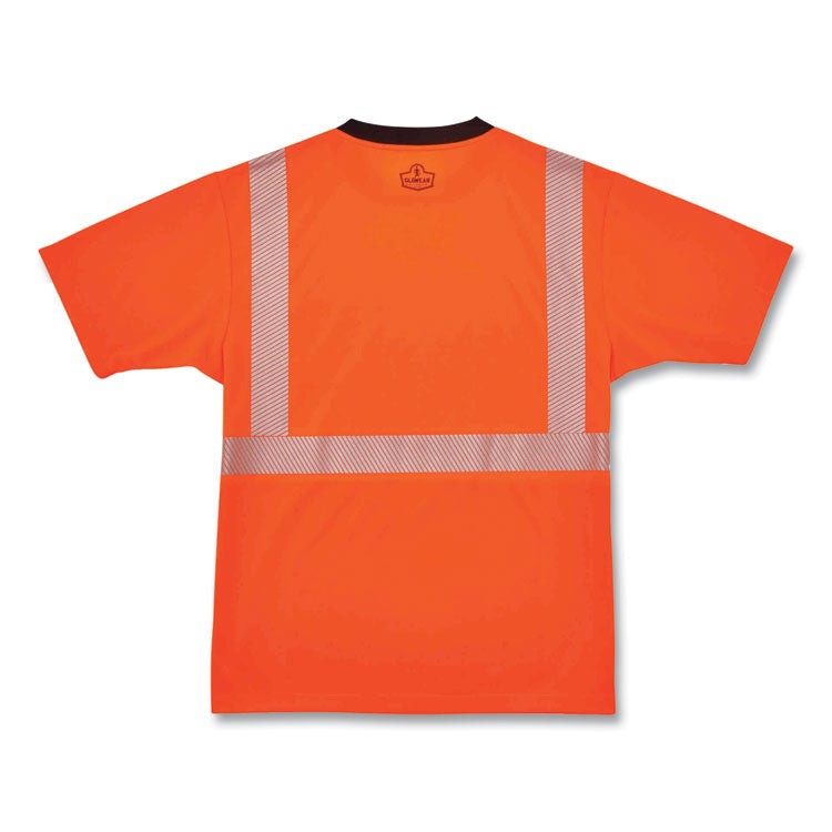 GloWear 8280BK Class 2 Performance T-Shirt with Black Bottom, Polyester, Small, Orange