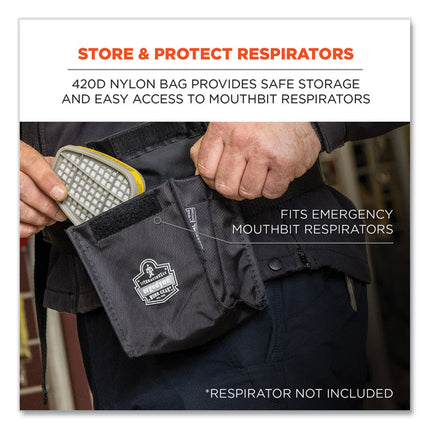 Arsenal 5184 Mouthbit Respirator Bag, 5 x 4 x 6.5, Black