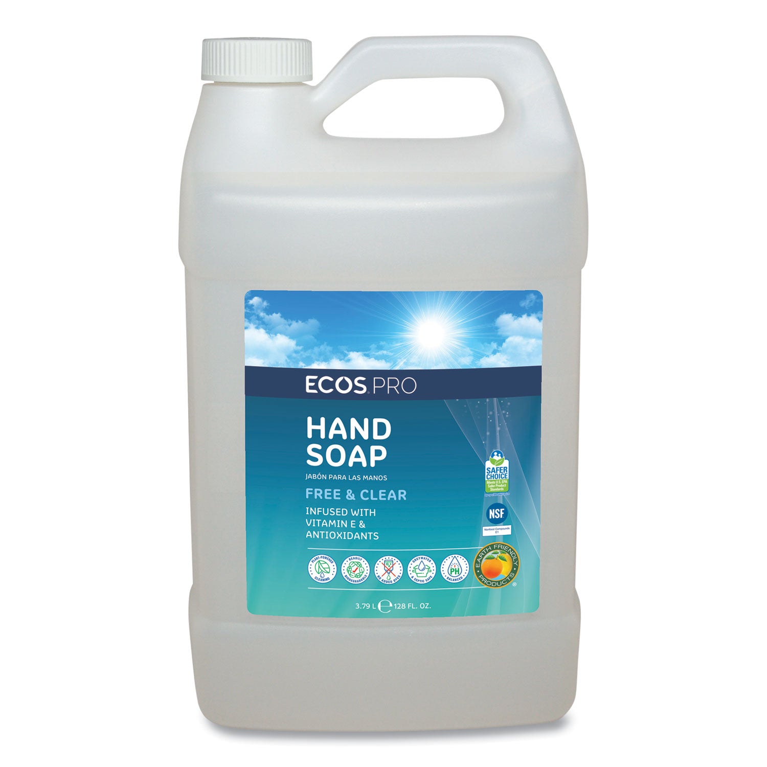 Liquid Hand Soap, Free and Clear Scent, 1 gal