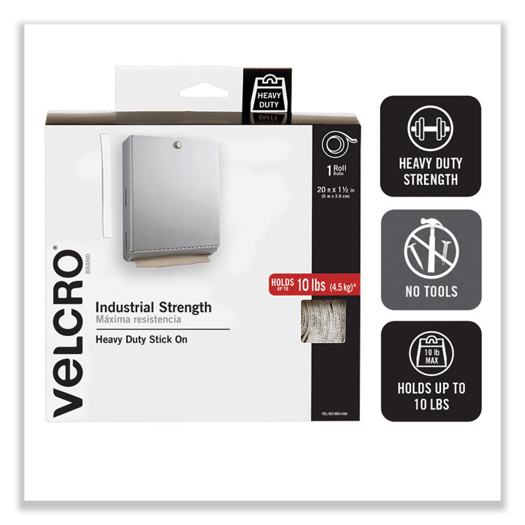 Industrial-Strength Heavy-Duty Fasteners With Dispenser Box, 2" X 15 Ft, White